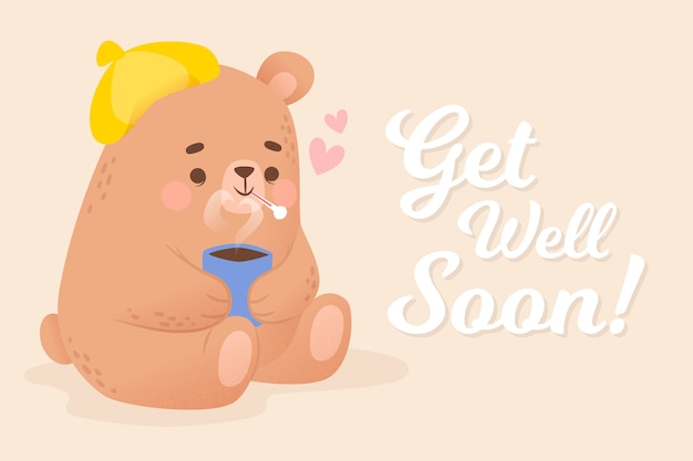 Vector get well soon with bear