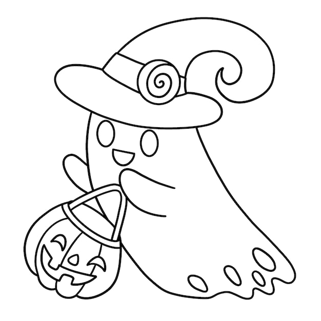 Ghost Halloween Isolated Coloring Page for Kids