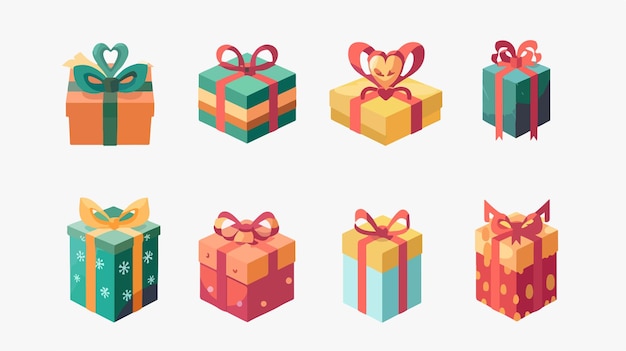 Vector gift box icon elements illustration flat vector isolated