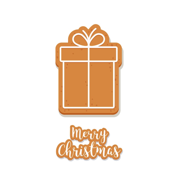 Gingerbread Gift box cookie christmas greetings isolated background