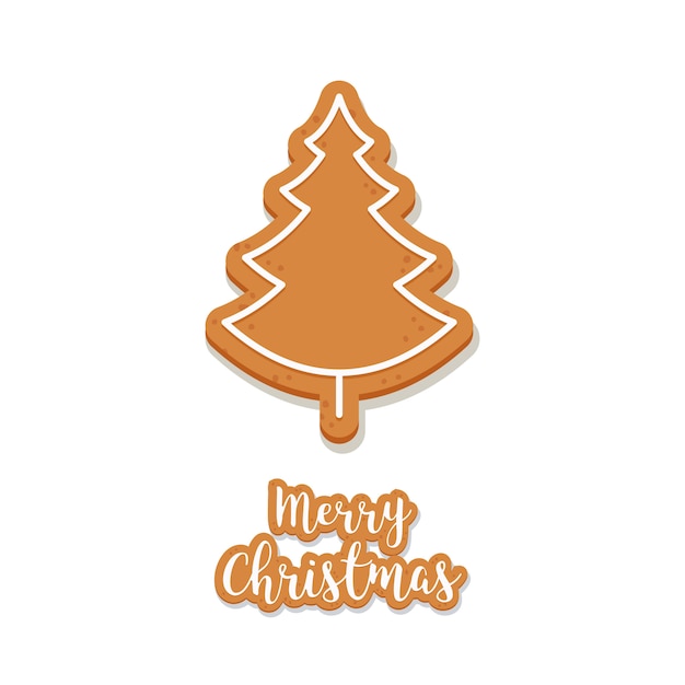 Gingerbread tree cookie christmas greetings isolated background