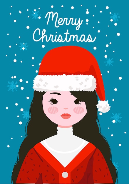 Girl Wearing Santa Hat