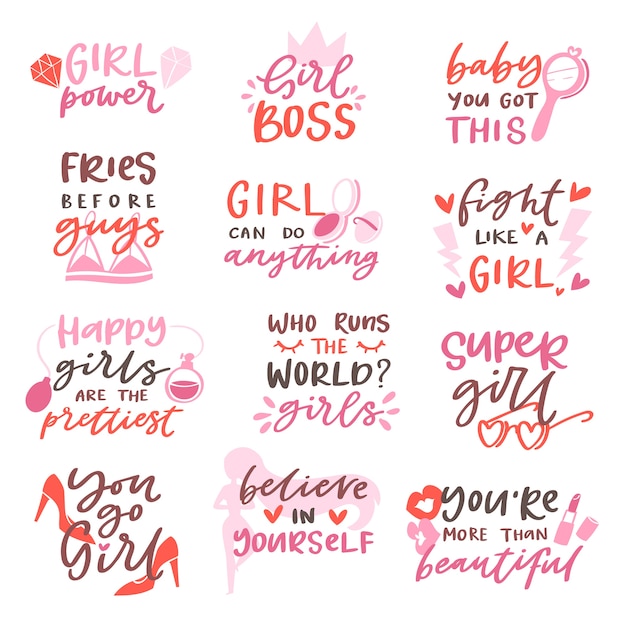 girlie lettering and beautiful female text