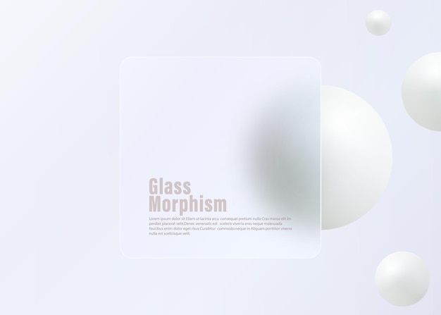 Glass morphism landing page with square frame