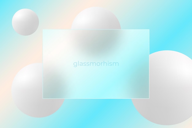 Vector glass partition with floating spheres abstract background