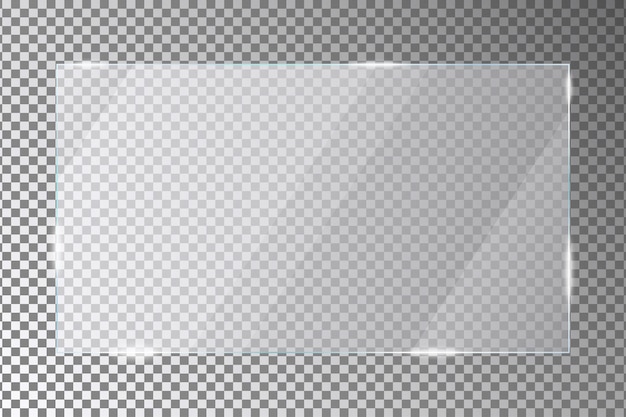 Vector glass plate on transparent background acrylic or plexiglass plates in rectangle shape vector