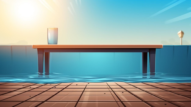 Vector a glass of water with a blue sky and a glass of water