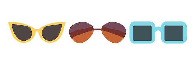 Vector glasses colorful vector flat set illustration glasses vector icon set isolated glasses summer