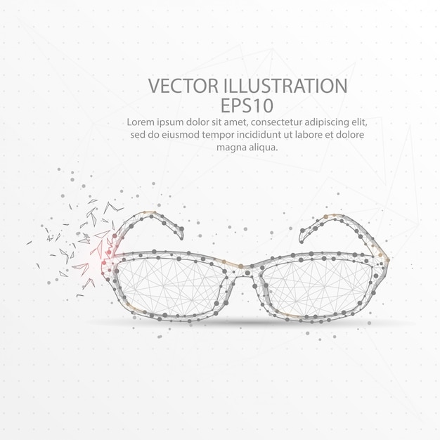 Vector glasses low poly wireframe