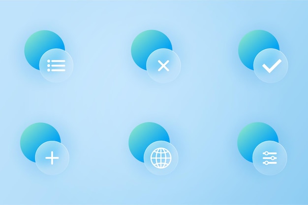 Glassmorphism icon elements collection