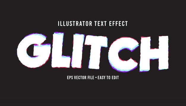 glitch text style editable vector eps text effect