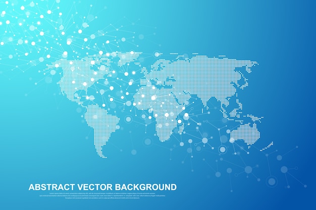 Global network connection concept. Big data visualization. Social network communication