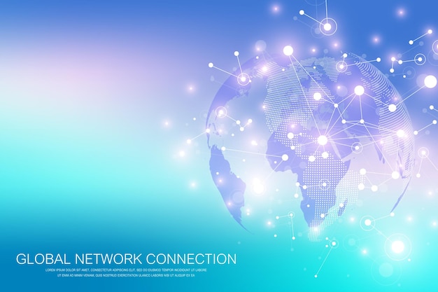 Vector global network connection concept social network communication in the global business big data