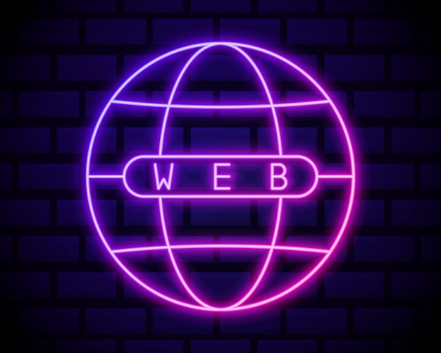 Globe neon light icon. Internet cafe glowing sign. Earth spherical model. Global network.