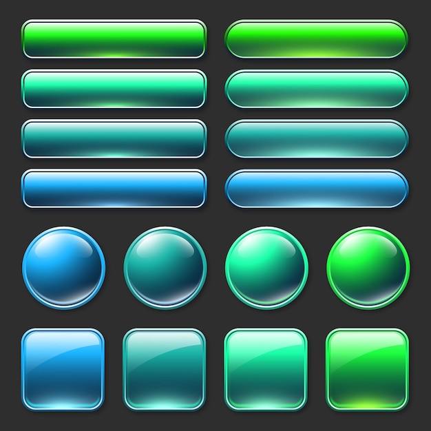 Vector glossy buttons green tone