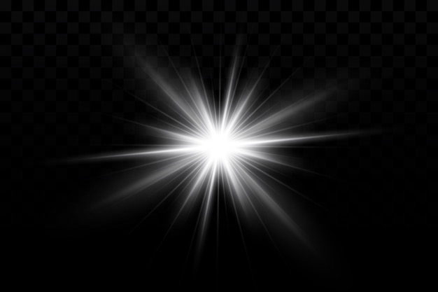 Glow effect Star sparkles on a transparent background Vector illustration the sun