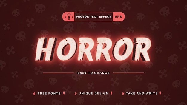 Glow Horror Editable Text Effect, Font Style