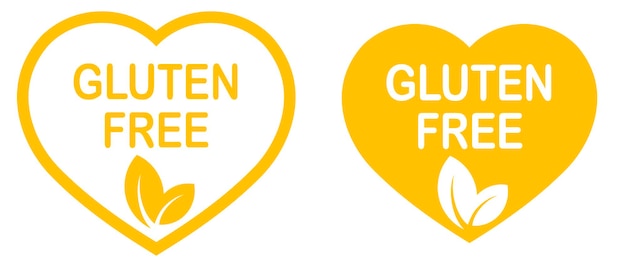 Gluten free heartshaped stamp Gluten intolerance Yellow logo or label