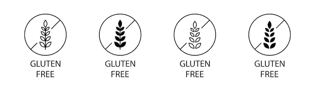 Gluten free icons Non gluten symbols Allergen free ingredient Gluten free Diet badge