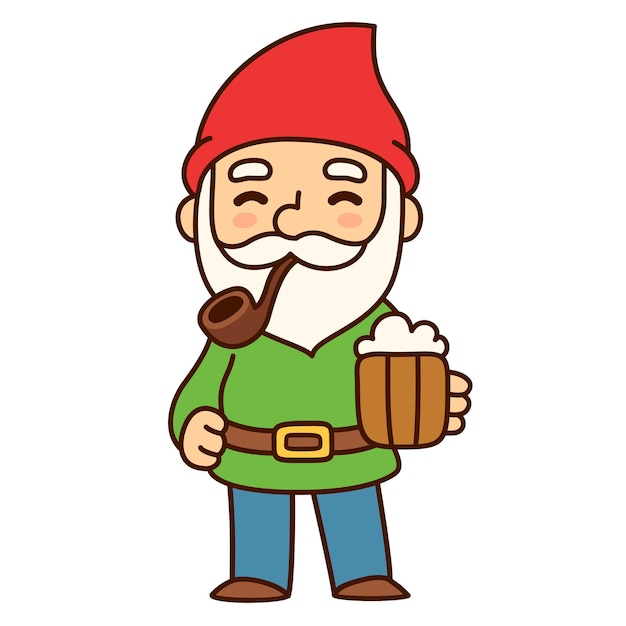 Vector gnome with beer