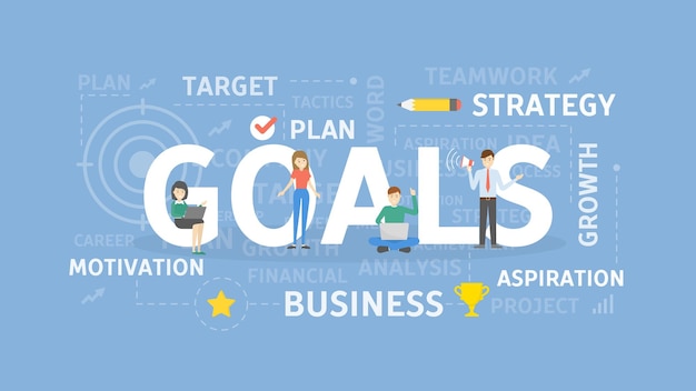 Goals concept illustration Idea of strategy aims and planning