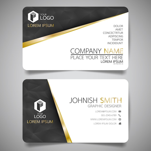 Gold and black layout business card template.