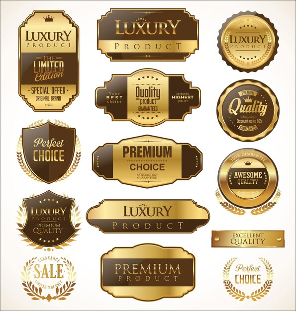 Vector a gold and brown sign that says luxury brand