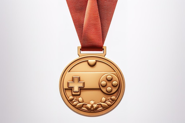 a gold medal with a red ribbon that saysmedical medicalon it