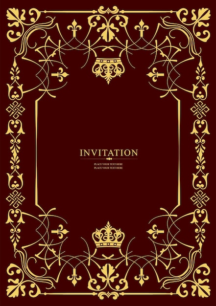 Vector gold ornament on dark background can be used as invitation card book cover vector illustration