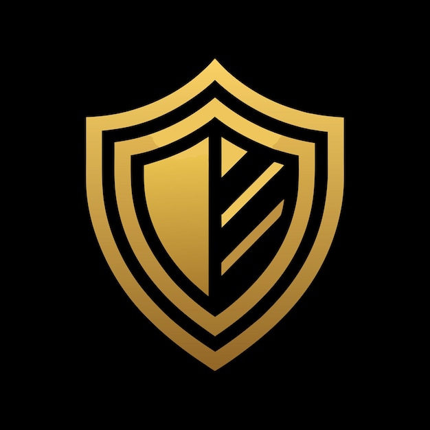 Vector gold shield logo with black details luxury law firm or security design