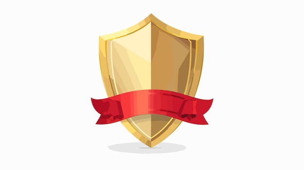 Vector a gold shield with a red ribbon on it