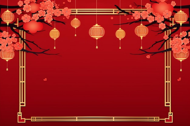 Vector golden border frame depicting on red background