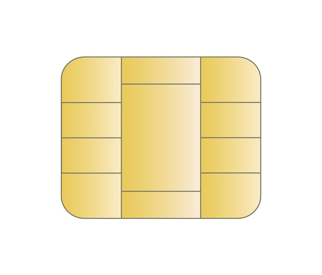 Golden Chip Sim Credit Debit Card Element Electronic Icon Illustration