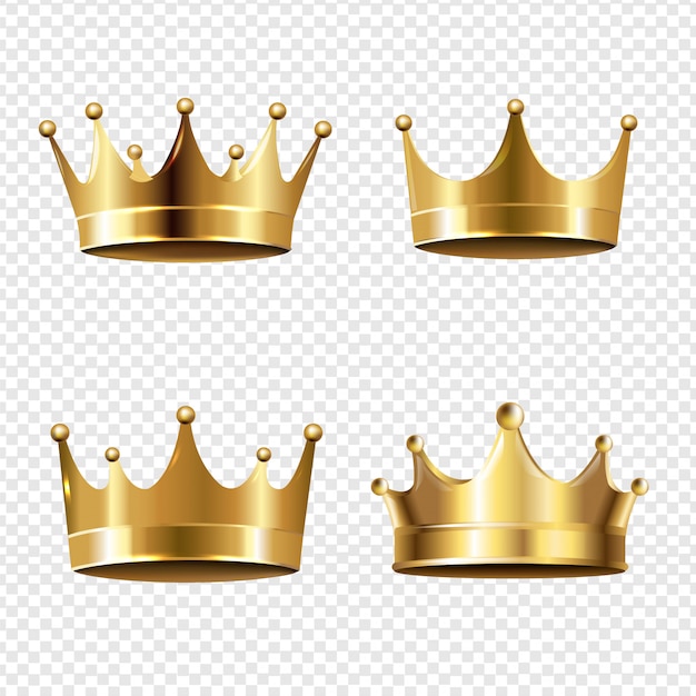 Golden Crown Set  Transparent Background