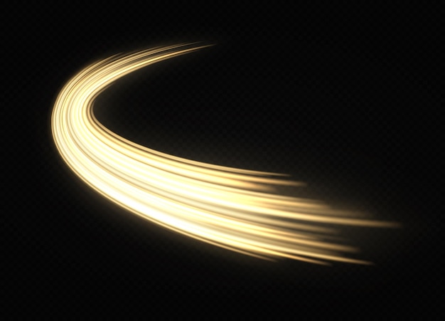 Vector golden curve wave with shiny effect luxury dynamic motion lines effect