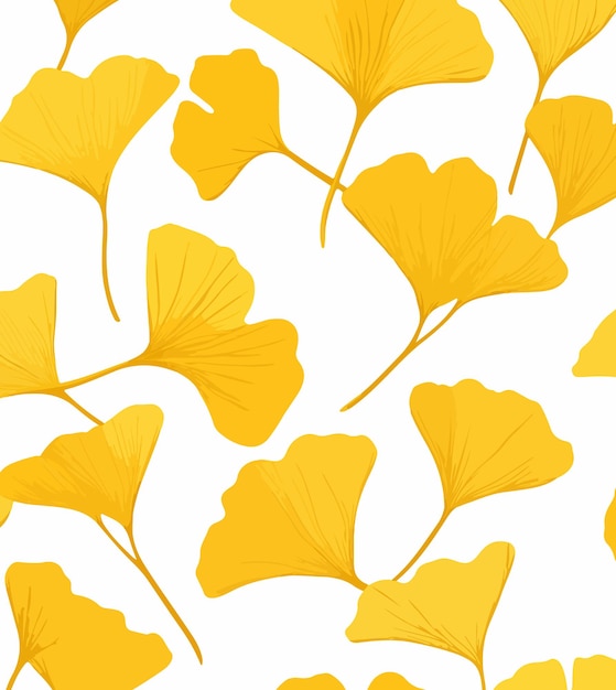 Vector golden ginkgo leaves