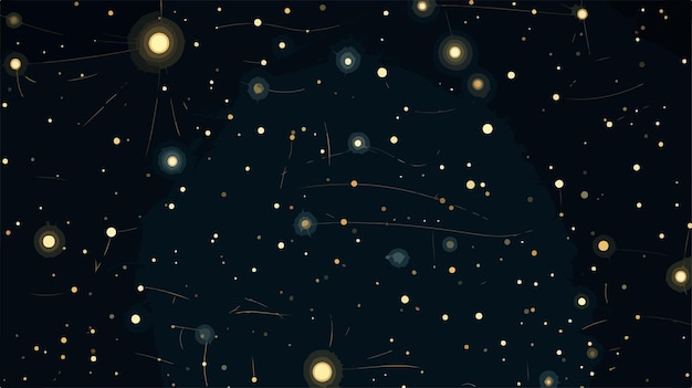 Vector golden glowing zodiac constellations seamless pattern