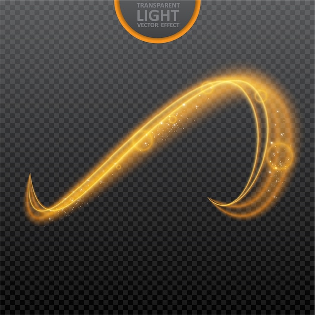 Golden light effect on transparent with Glowing swirl light effect