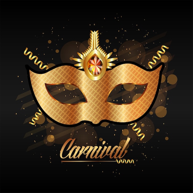 Vector golden mask for carnival celebration