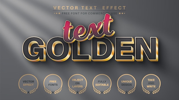 Golden  metal - editable text effect,  font style.