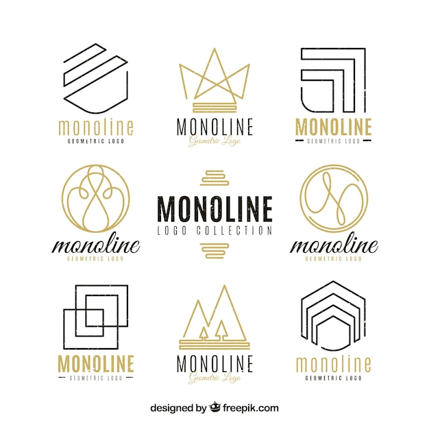 Golden monoline logo pack