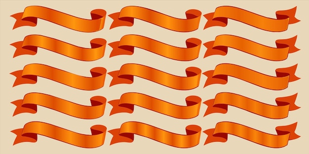 golden orange color flat vector ribbon set for use anywhere