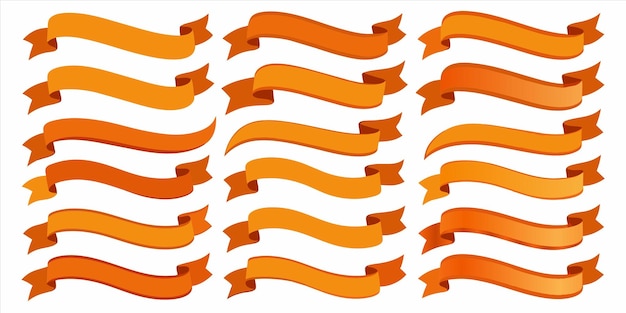 golden orange color flat vector ribbon set for use anywhere