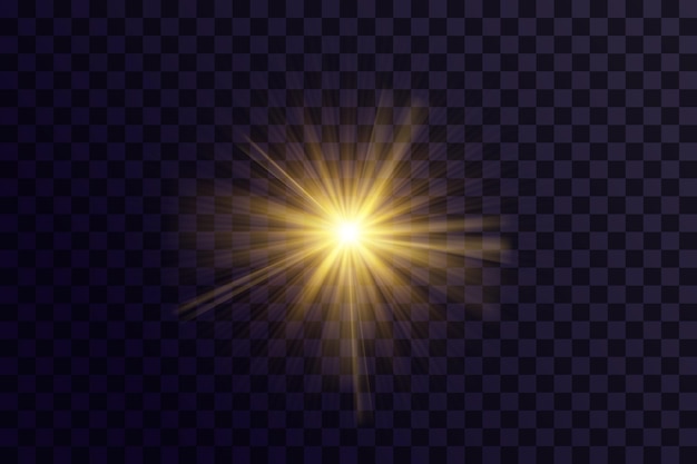 Golden particles of light. Golden light. Light flare.Stars isolated on transparent background.