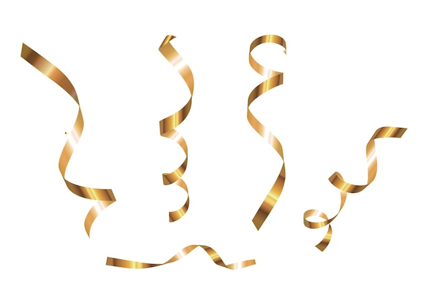 Golden Ribbon Collection Set Isolated