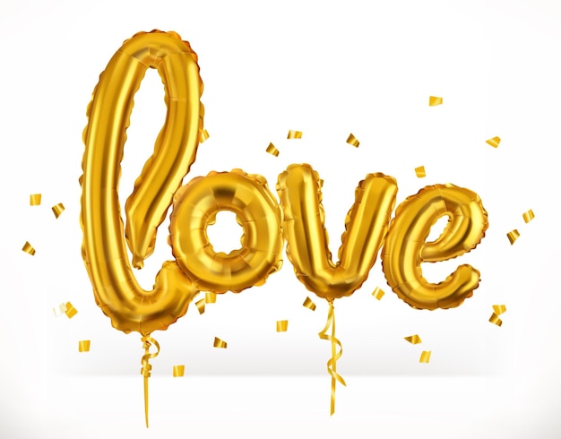 Vector golden toy balloons. love. valentine's day,   icon