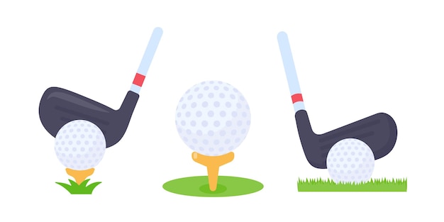 Golf clubs and balls for sporting events on the grass