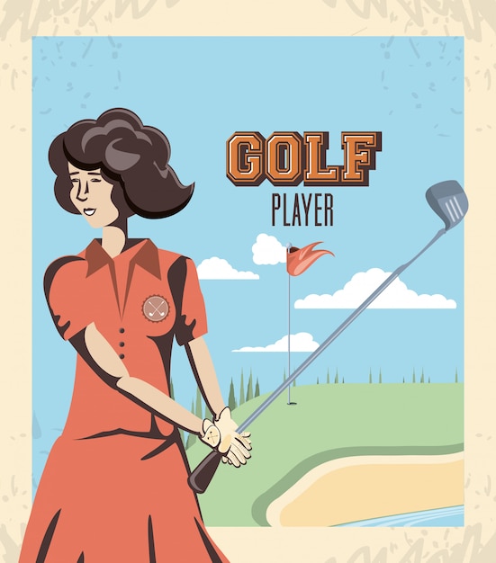 Golf player woman in the course