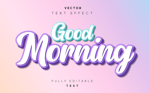 Vector good morning 3d popup text effect