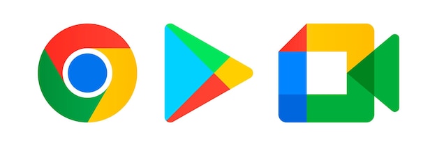 Vector google chrome, google play, google meet logo